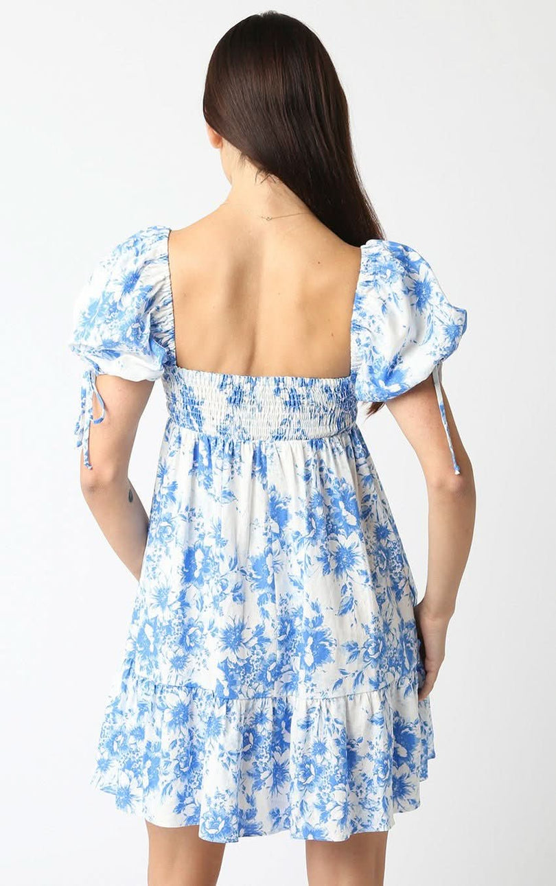Jessie Blue Floral Babydoll Mini Dress styled as a homecoming dress