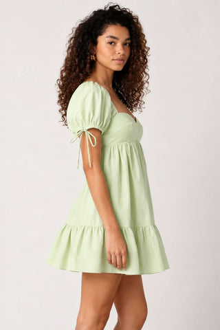 Jessie Light Green Babydoll Mini Dress - Side View