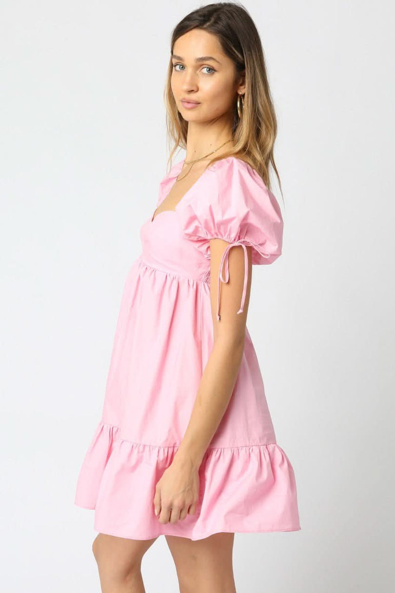 Jessie Light Pink Babydoll Mini Dress - Side View
