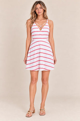 Lush Katie White and Red Striped Sundress - Summer Outfit View