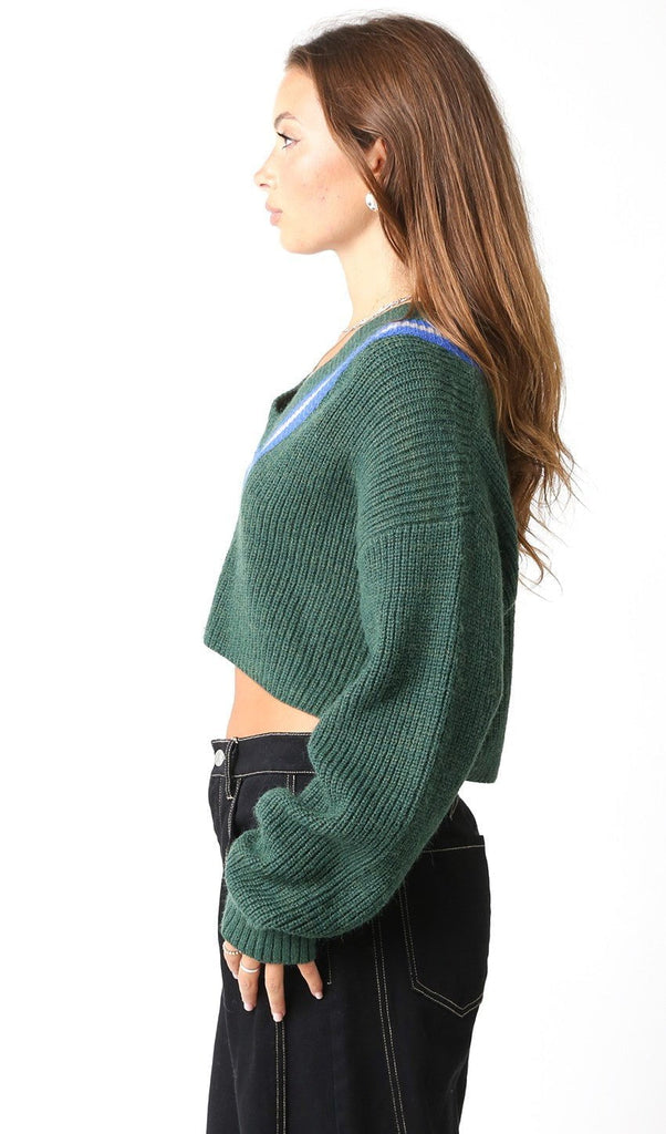 Dark Green Cropped Sweater