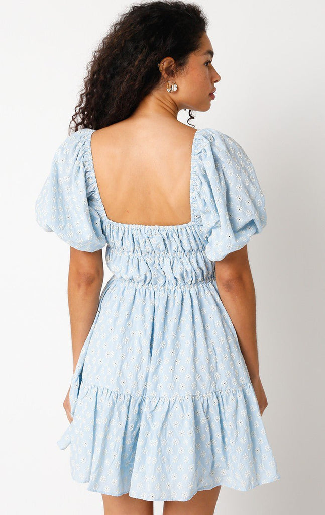 Blue Puff Sleeve Dress