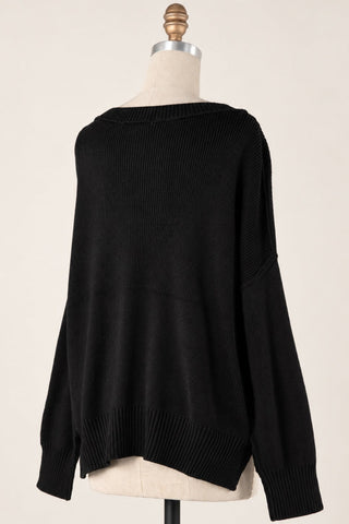 Land of Free Black Oversized American Flag Sweater - Back View