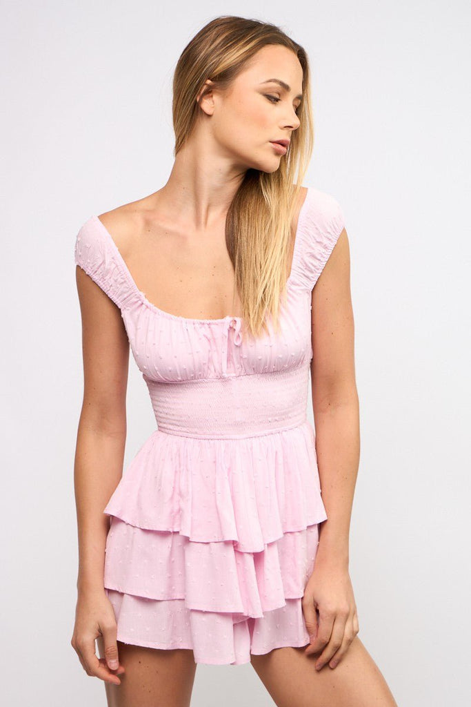 Pink Smocked Ruffle Romper