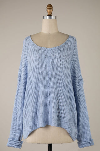 Bradford Sky Blue Oversized Sweater for Women - Slouchy Fit