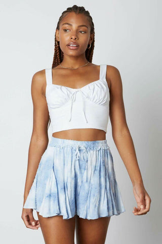 By The Sea Light Blue Tie-Dye Shorts - Front View