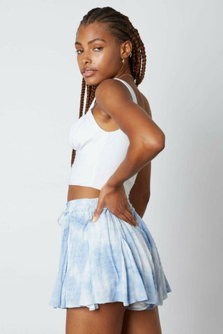 By The Sea Light Blue Tie-Dye Shorts - Back View