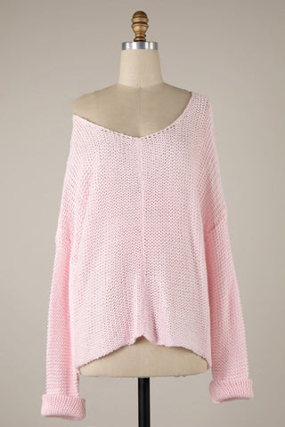 Bradford Baby Pink Oversized Sweater for Women - Slouchy Fit
