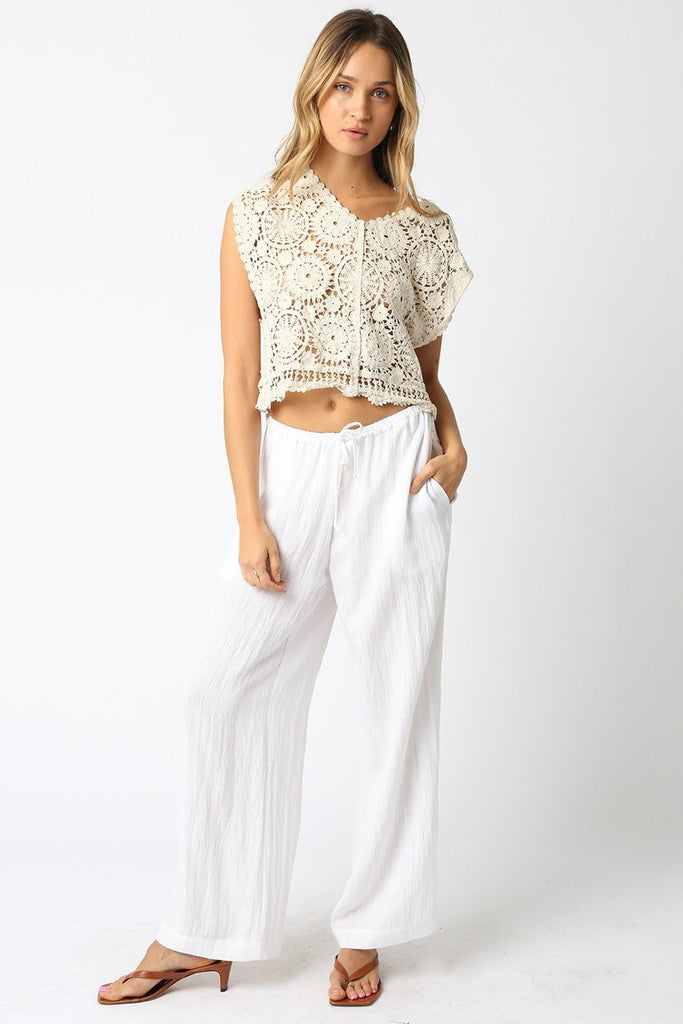 White Flowy Pants