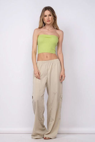 Ashley Lime Ribbed Tube Top - Full Outfit View