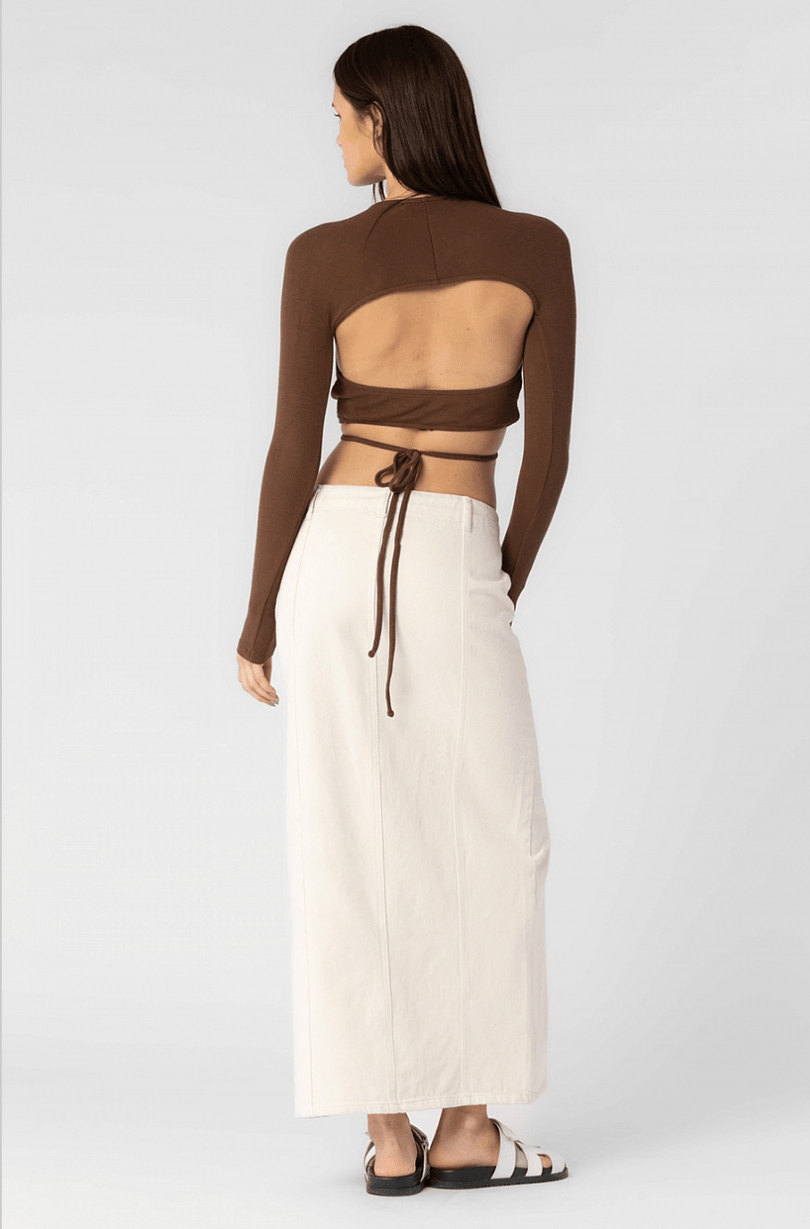 Low Rise Denim Maxi Skirt