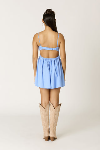 Lucy Light Blue Romper Dress back view