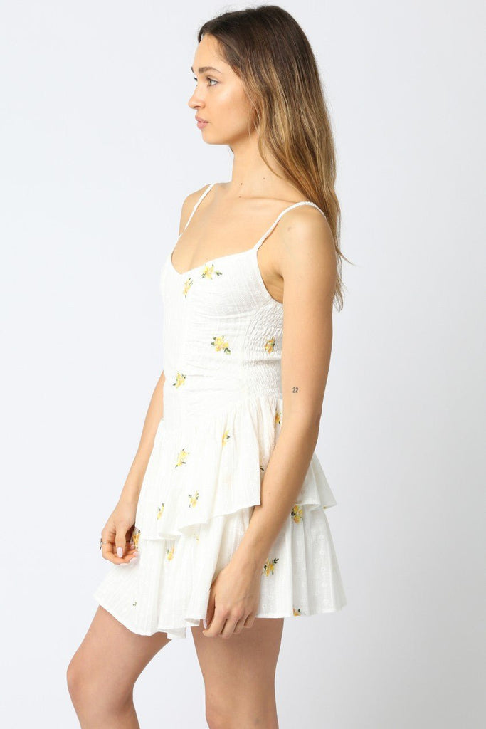 White and Yellow Floral Mini Dress