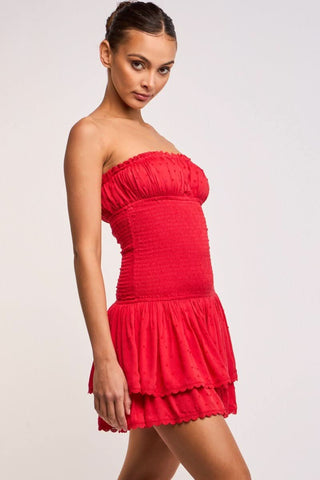 Lyla Red Strapless Drop Waist Mini side view
