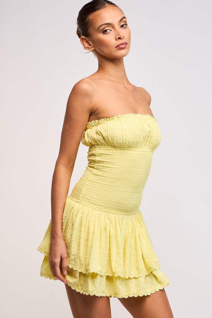 Yellow Strapless Mini Dress