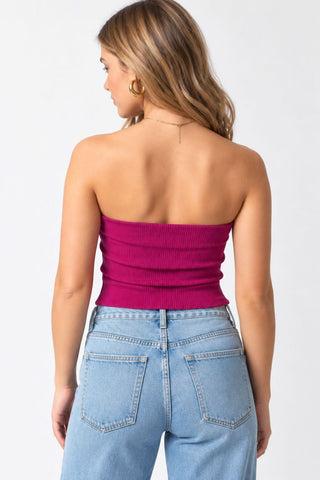 Becca Magenta Twist Knot Tube Top - Back View