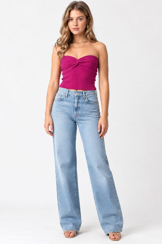 Becca Magenta Twist Knot Tube Top - Outfit View