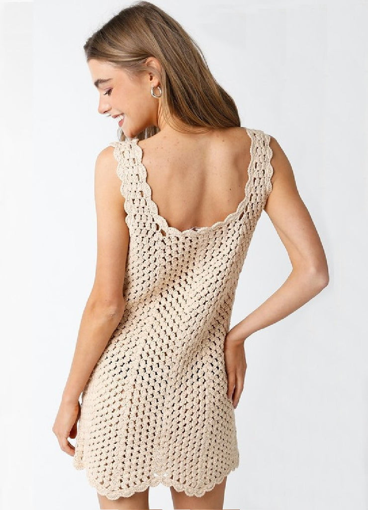 Beige Crochet Cover-Up iMini Dress