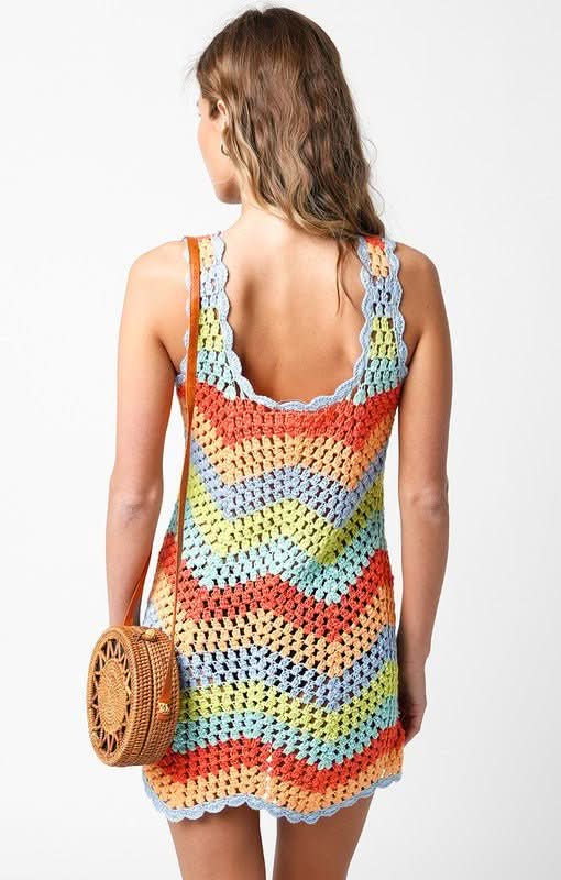 pink crochet cover up dress Beach Days Crochet Mini Dress