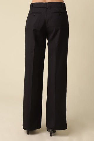 Maritsa Black Mid-Rise Wide Leg Pants - Back View