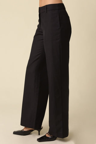 Maritsa Black Mid-Rise Wide Leg Pants - Side View