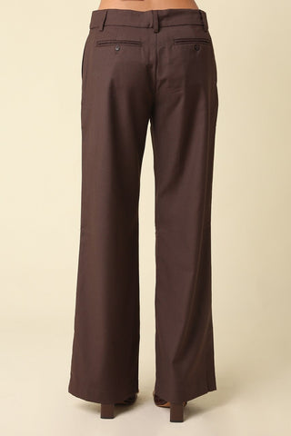 Maritsa Brown Mid-Rise Wide Leg Pants - Back View