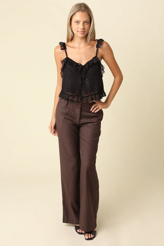 Maritsa Brown Mid-Rise Wide Leg Pants - Outfit View
