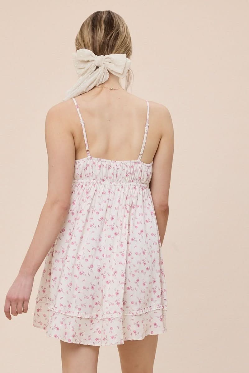 Mini Pink Floral Babydoll Dress