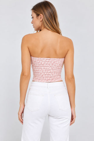 Maya Pink and White Leopard Print Tube Top - Back View