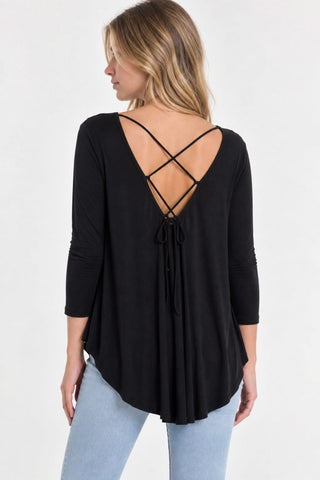 Maybe Baby Black High Low Tunic Top - Back View