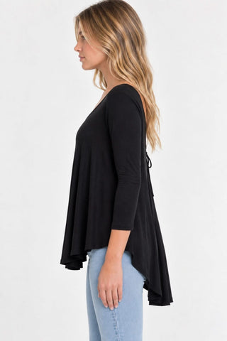 Maybe Baby Black High Low Tunic Top - Side View