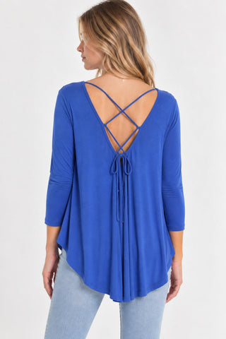Maybe Baby Blue High Low Tunic Top - Back View