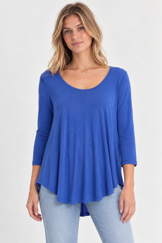 Maybe Baby Blue High Low Tunic Top - Front View