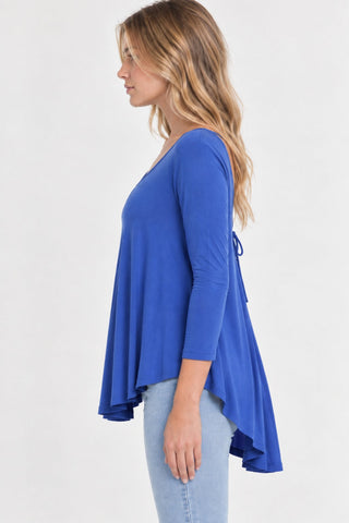 Maybe Baby Blue High Low Tunic Top - Side View