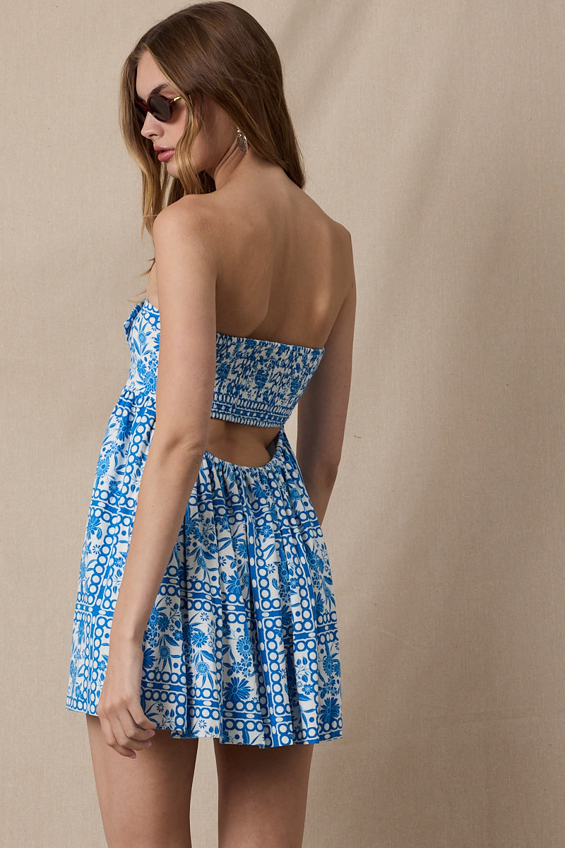 Blue Boho Dress Short