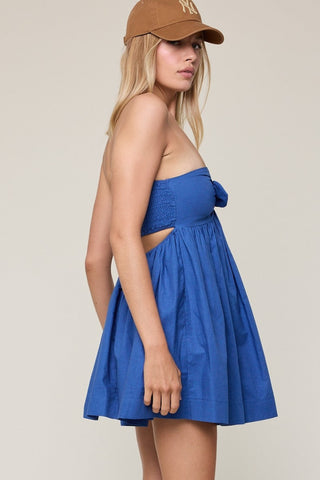 Mckenna Persian Blue Strapless Mini Dress - Side View