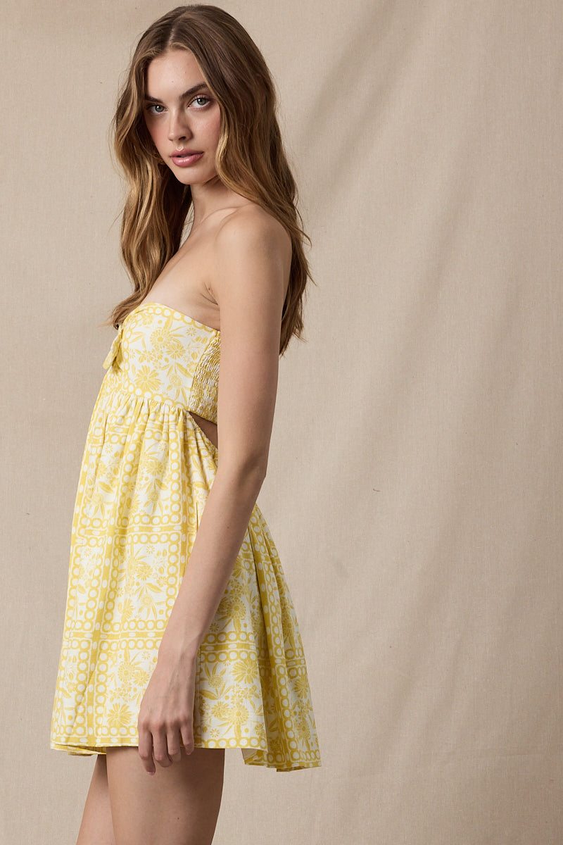 Yellow Floral Mini Dress