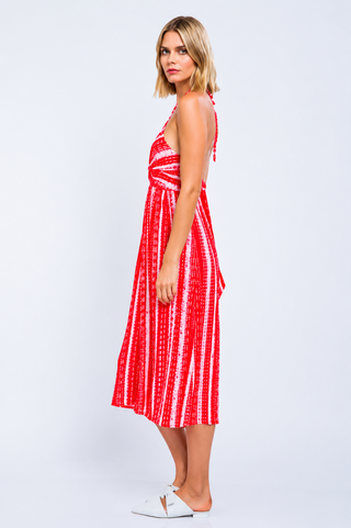 Mia Red Boho Print Cutout Culotte Jumpsuit side view