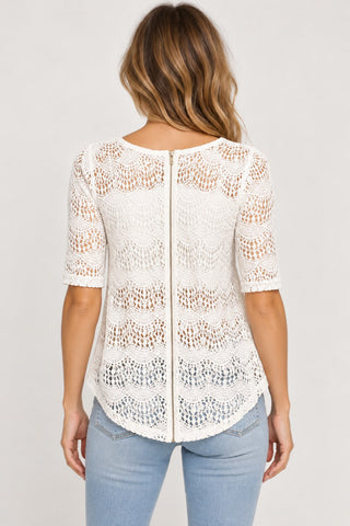 Minkpink White Light and Lovely High Low Lace Top - Back View
