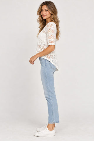 Minkpink White Light and Lovely High Low Lace Top - Side View