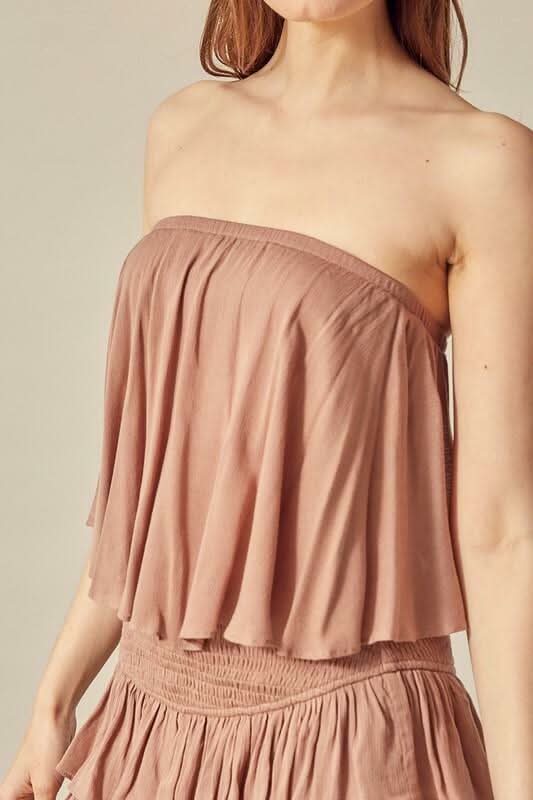 Mocha Brown Strapless Romper