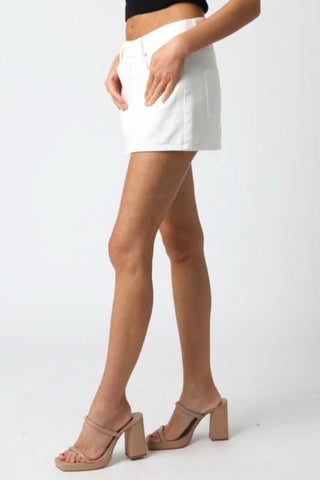 Monica Off White Denim Mini Skirt - Side View