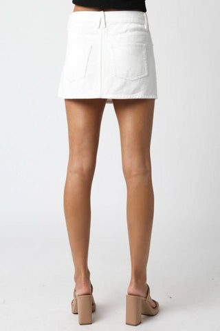 Monica Off White Denim Mini Skirt - Back View