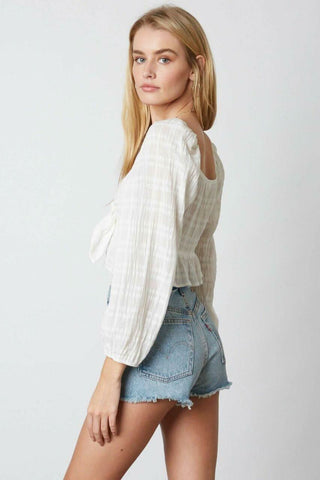 Meant To Be White Puff Sleeve Crop Top - Side View