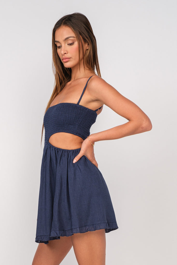 Navy Cutout Waist Dress