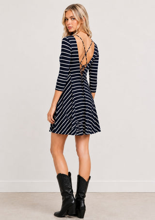 Maybe Baby Navy Striped Swing Dress - Outfit View
