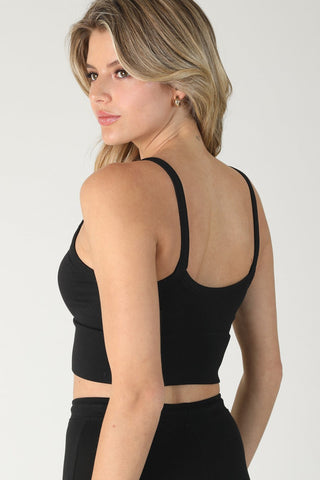 Nikibiki black ribbed v-neck crop top back view