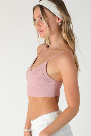 Nikibiki blush lace embroidered bralette side view