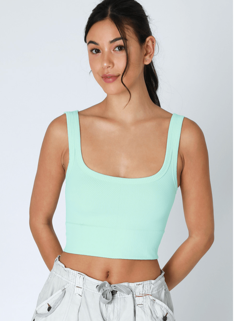 Nikibiki Island Aqua Crop Tank Styled For Pilates