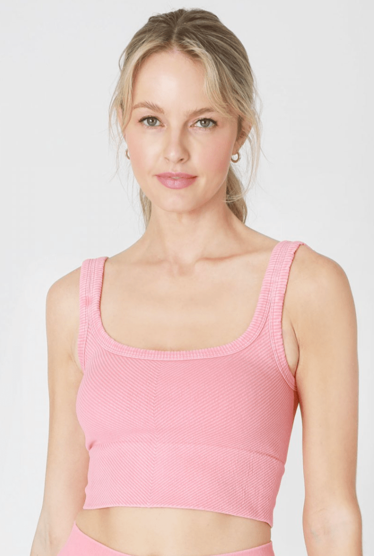 Nikibiki Vintage Soft Pink Crop Tank Styled For Pilates